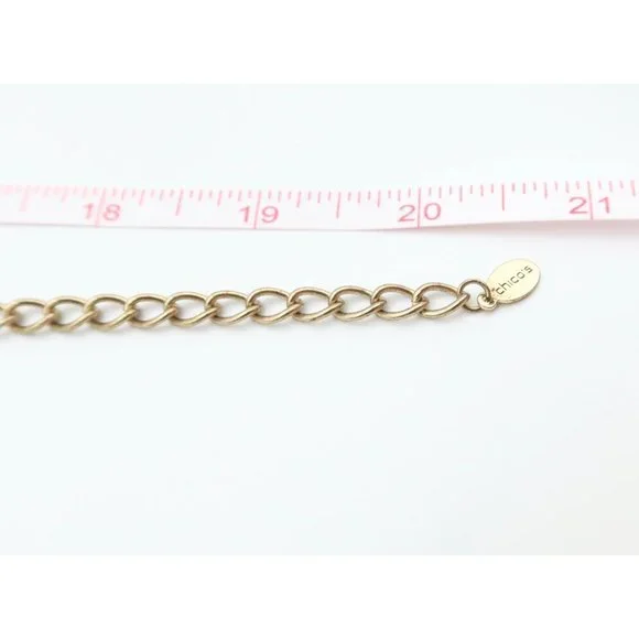 CHICOS Ornate Chunky Gold Tone & Faux Pearl Dangle Bauble Statement Necklace - Picture 10 of 10